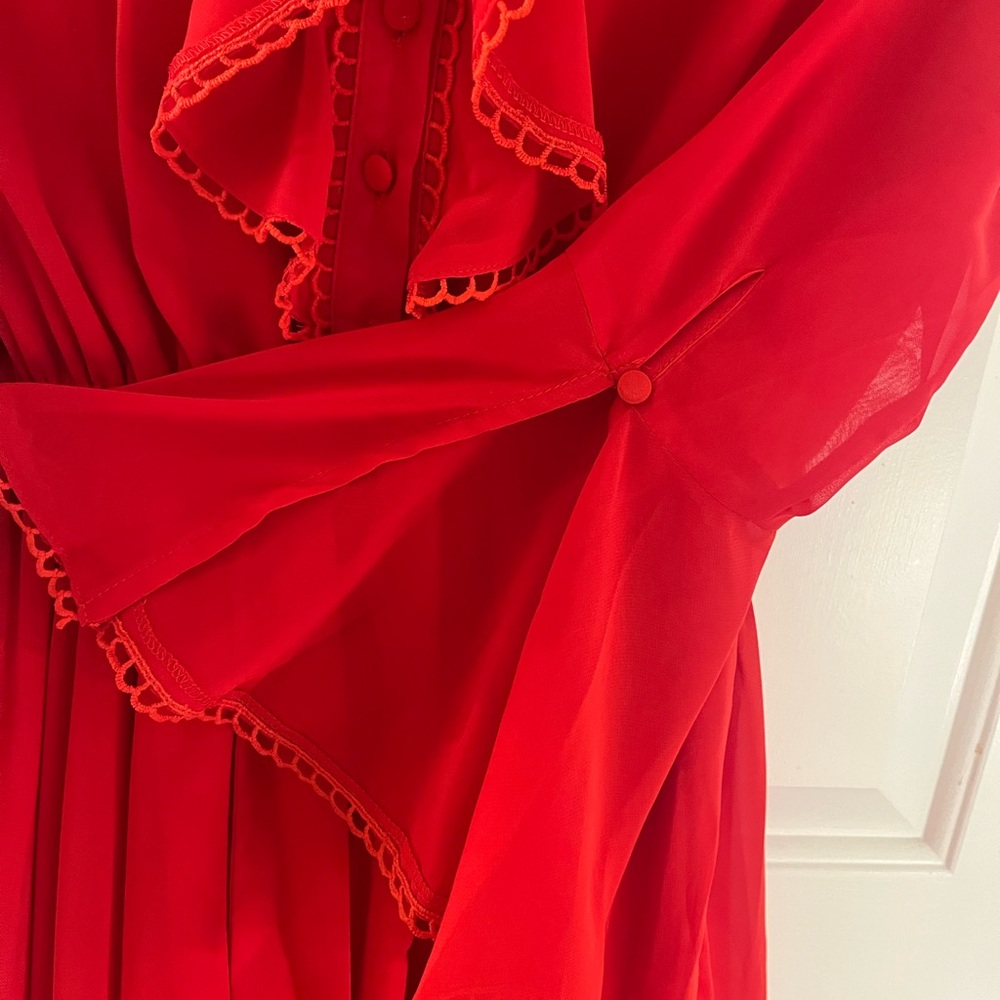 Red Asymmetrical Ruffled Sundress - Picture 5 of 8